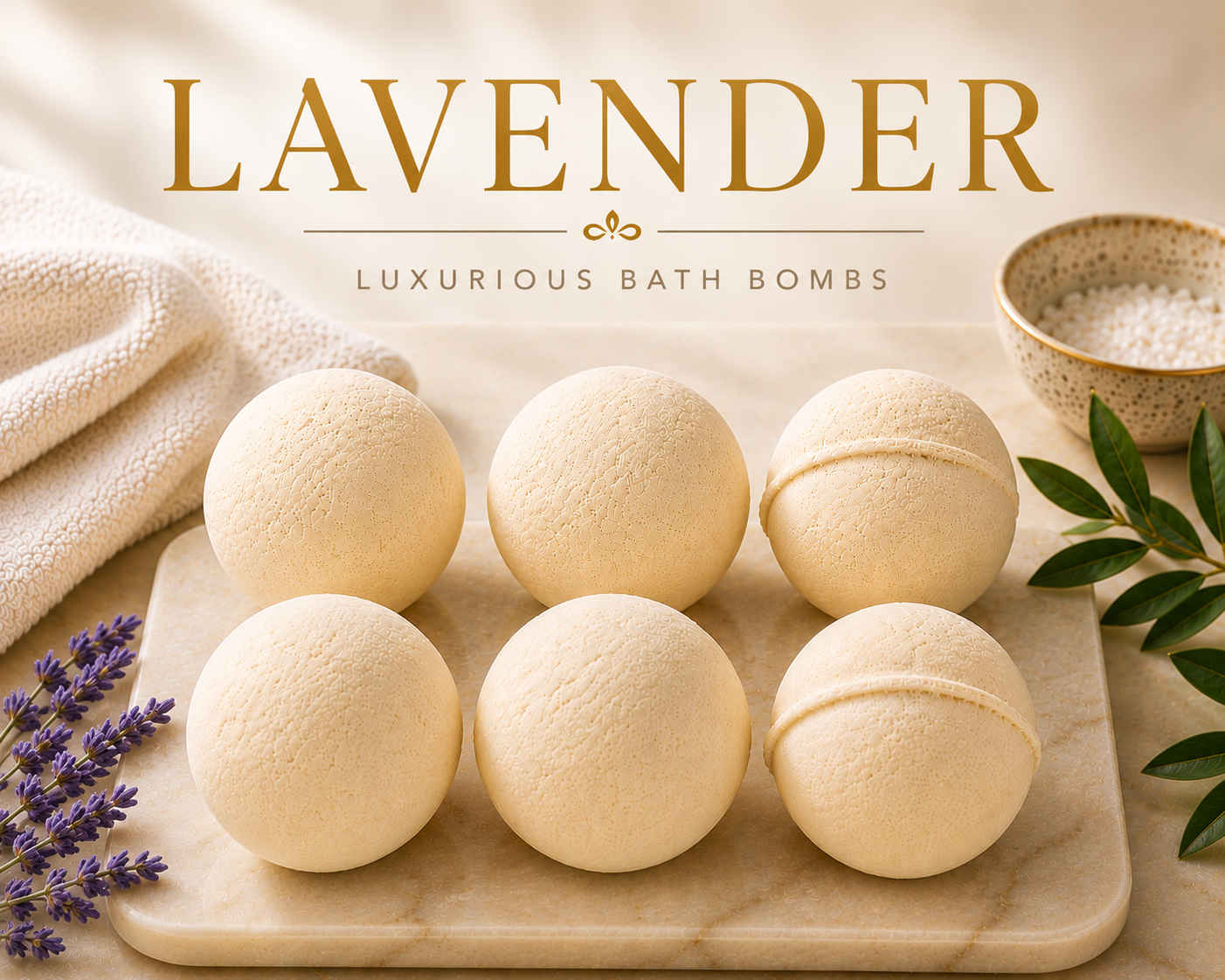 Lavender Essential Oil Bath Bombs (6 Bombs)